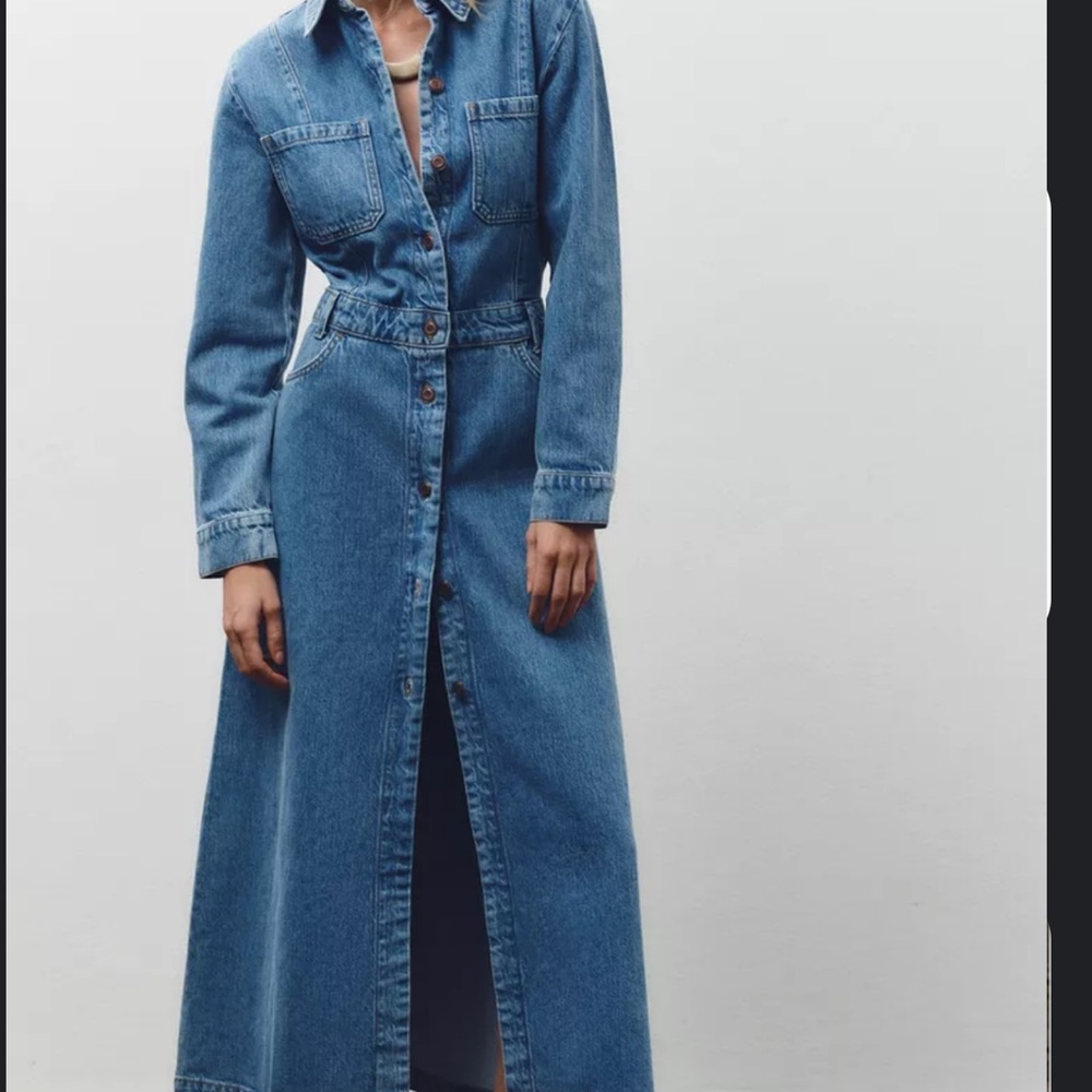 Zara Classic Blue Denim Shirt Dress